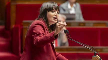 La députée LFI de Seine-Maritime Alma Dufour à l'Assemblée nationale, le 5 décembre 2023. (VINCENT ISORE / MAXPPP)