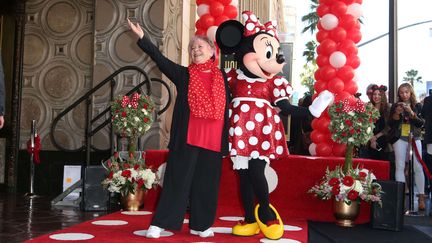 Russi Taylor, la voix de Minnie Mouse, et son personnage, Los Angeles le 22 janvier 2018 (DANIEL BUCHAN/VARIETY/SHUTTERS  SIPA / REX)