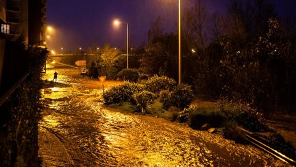 La tempête Gloria fait déborder La Tet à Perpignan, le mercredi 22 janvier 2020. (JC MILHET / HANS LUCAS / AFP)