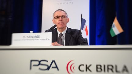 Carlos Tavares, président du directoire de PSA annonce le retour du constructeur français en Inde, 20 après avoir quitté le pays (NICOLAS KOVARIK / MAXPPP)