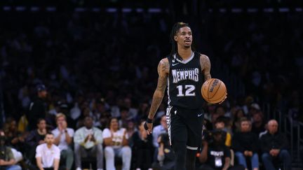 Ja Morant avec les Memphis Grizzlies en NBA, le 24 avril 2023. (HARRY HOW / AFP)