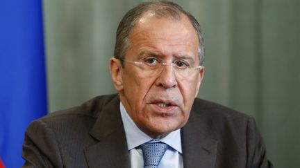 Le ministre des Affaires &eacute;trang&egrave;res russe, Sergue&iuml; Lavrov, lors d'une conf&eacute;rence de presse &agrave; Moscou, le 12 mai 2014.&nbsp; (SERGEI KARPUKHIN / REUTERS)