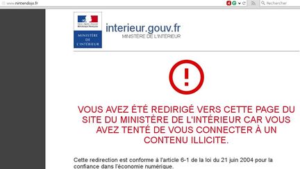 Capture d'&eacute;cran du site Nitendojo avec le faux message du minist&egrave;re de l'Int&eacute;rieur, en ligne le 1er avril 2015. (NITENDOJO / FRANCETV INFO)