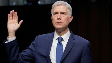 Neil Gorsuch lors de la confirmation de sa nomination à la Cour suprême par le président américain, le 20 mars 2017. (TASOS KATOPODIS / AFP)