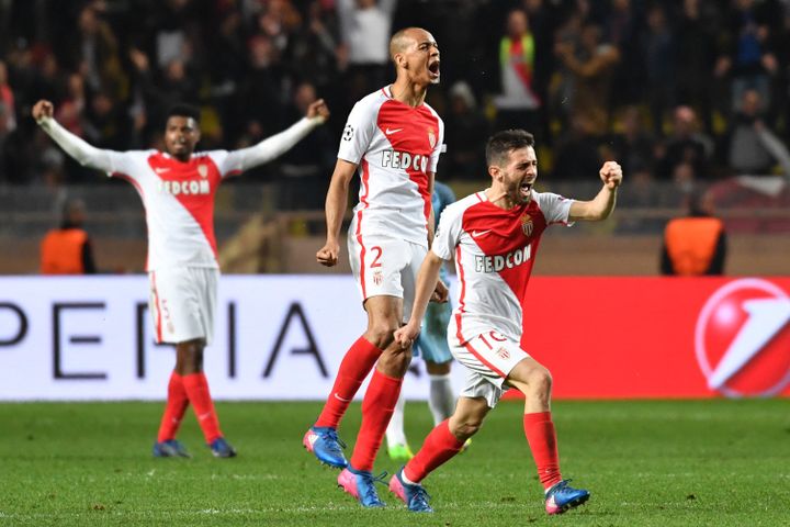 Bernardo Silva et Fabinho au Stade Louis II, le 15 mars 2017 (PASCAL GUYOT / AFP)