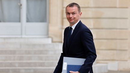 Le ministre du Travail, Olivier Dussopt, à l'Elysée (Paris), le 23 mai 2022.&nbsp; (LUDOVIC MARIN / AFP)