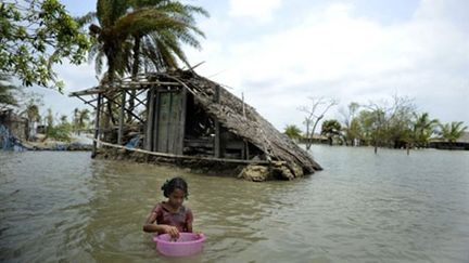 Zones inondées du sud du Bangladesh après le cyclone Aila en mai 2009 (AFP Munir uz Zaman)