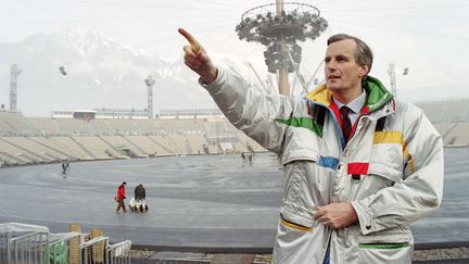 Michel Barnier, then co-president of the Albertville Olympic Games organizing committee, February 5, 1992. (ERIC FEFERBERG / AFP)