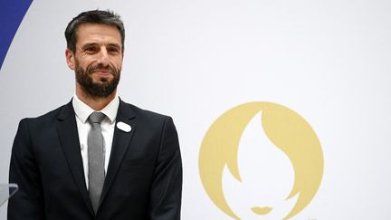 Tony Estanguet, président du comité d'organisation des JO-2024, le 13 avril 2022, à Paris. (FRANCK FIFE / AFP)