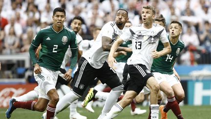 Le match de la Coupe du monde entre l'Allemagne et le Mexique, le 17 juin 2018, à Moscou&nbsp;(Russie). (MEHDI TAAMALLAH / NURPHOTO / AFP)