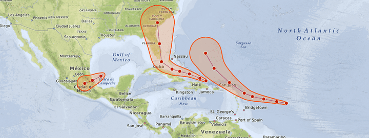 Irma, José, Katia : quels vont être les trajectoires des ouragans dans les jours à venir (NICOLAS ENAULT / CARTO)