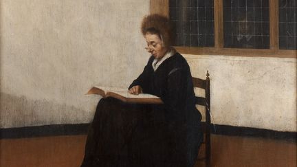 Jacobus Vrel, Vieille femme à sa lecture, un garçonnet derrière la vitre. (FONDATION CUSTODIA)