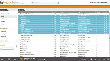 Capture d'&eacute;cran du lecteur de Google Music, lors de sa version b&ecirc;ta. (Capture d'&eacute;cran / DR)