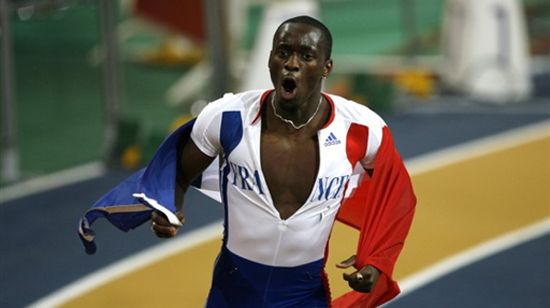 La joie du triple-sauteur Teddy Tamgho (PATRICK BAZ / AFP)