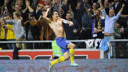 Zlatan Ibrahimovic face à Lorient lors de la 1ere journée de Ligue 1 (FREDRIK SANDBERG / SCANPIX SWEDEN)