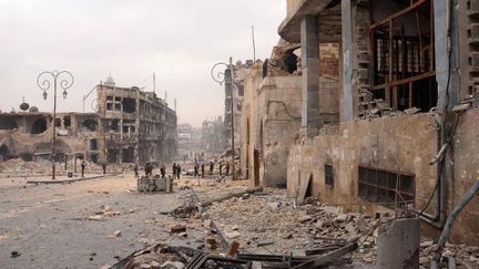 Un quartier d'Alep (Syrie) d&eacute;vast&eacute; par les bombardements, le 12 janvier 2013. ( AFP )