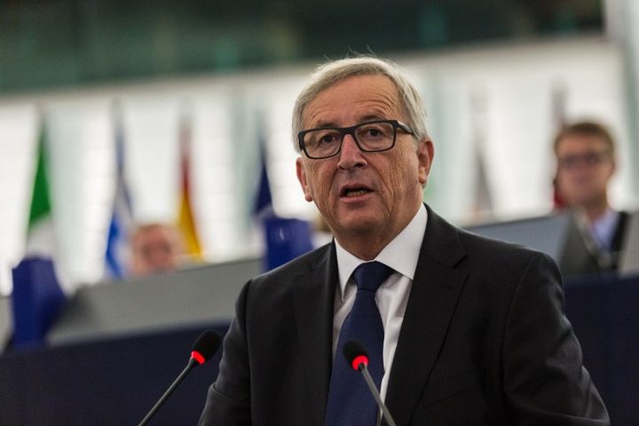 Le pr&eacute;sident de la Commission europ&eacute;enne, Jean-Claude Juncker, le 9 septembre 2015 au Parlement europ&eacute;en, &agrave; Strasbourg. (CLAUDE  TRUONG-NGOC / CITIZENSIDE.COM / AFP)