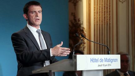 Le Premier ministre, Manuel Valls, lors d'une conf&eacute;rence de presse &agrave; Matignon, le 19 juin 2014. (JACQUES DEMARTHON / AFP)