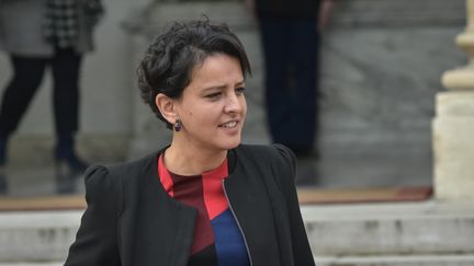 Najat Vallaud-Belkacem, à la sortie de l'Elysée, à Paris, le 24 février 2017.&nbsp; (JULIEN MATTIA / NURPHOTO / AFP)