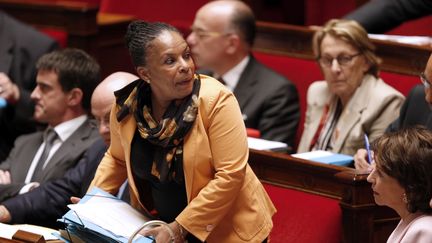 La ministre de la Justice, Christiane&nbsp;Taubira, le 4 juin 2014 &agrave; l'Assembl&eacute;e nationale. (FRANCOIS GUILLOT / AFP)