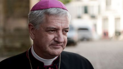 L'évêque de Bayonne, Marc Aillet, assiste à des funérailles dans la cathédrale de sa ville, le 9 septembre 2019. (IROZ GAIZKA / AFP)