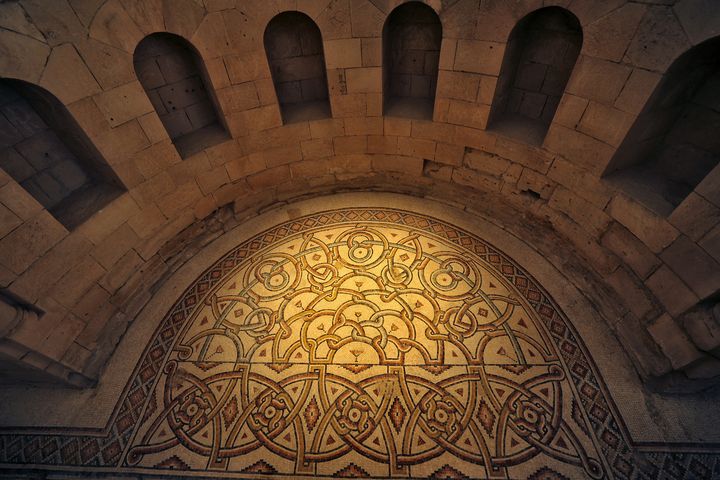 Une partie de la&nbsp;grande mosaïque de Jéricho, en Coisjordanie occupée (28 octobre 2021) (ABBAS MOMANI / AFP)