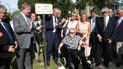 Bernadette Chirac, à Brive, lors de l'inauguration de l'avenue Jacques et Bernadette Chirac (DIARMID COURREGES / AFP)