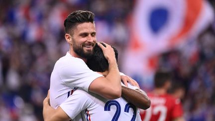 Olivier Giroud, double buteur avec les Bleus face à la Bulgarie, le 8 juin 2021. (FRANCK FIFE / AFP)