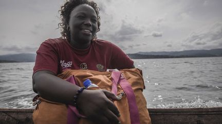 Marcelline Budza est révoltée, car "les femmes (qui) travaillent la terre, sont écartées (au profit des hommes, NDLR) quand il s'agit de récolte et de commercialisation". Pour remédier à cette situation, cette jeune entrepreneuse féministe a fondé en 2013 Rebuild Women's Hope (RWH), une ONG basée à Bukavu au Sud-Kivu.&nbsp; &nbsp; (GUERCHOM NDEBO / AFP)