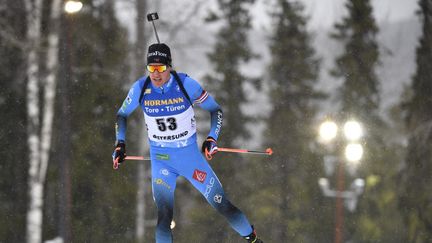 Quentin Fillon Maillet lors du sprint d'Östersund le 19 mars 2021. (ANDERS WIKLUND / TT NEWS AGENCY)