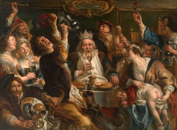 Jacques Jordaens, "Le Roi boit", vers 1638-1640, huile sur toile
 (Musées royaux des Beaux-Arts de Belgique, Bruxelles / Photo J.Geleyns/www.roscan.be)