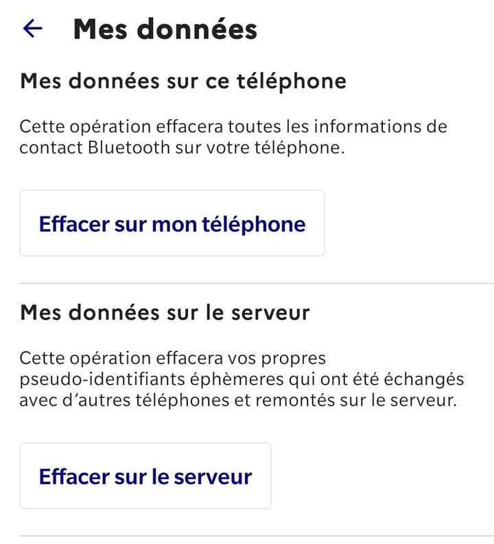 Onglet "mes données" de l'application.&nbsp; (CAPTURE D'ÉCRAN)