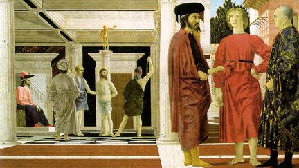 La Flagellation du Christ, œuvre de Piero della Francesca réalisée entre 1444 et 1478.&nbsp; (GALLERIA NAZIONALE DELLE MARCHE / DOMAINE PUBLIC VIA WIKIMEDIA COMMONS)