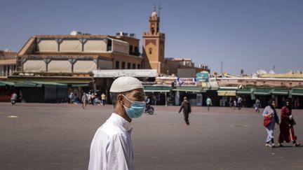 Place Jemaa El-Fna à Marrakech, le 6 mai 2021. (FADEL SENNA / AFP)