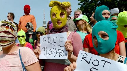 Manifestation de soutien à Berlin aux Pussy Riot, vendredi 17 août 2012.
 (Marcus Bandt / AFP)