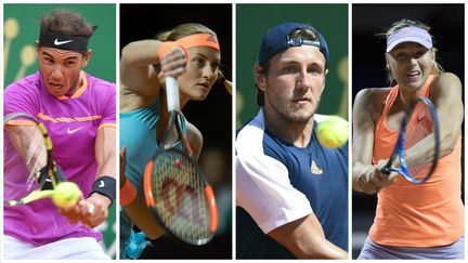 Rafael Nadal, Kristina Mladenovic, Lucas Pouille et Maria Sharapova (de gauche à droite) seront parmi les principaux acteurs du tournoi de Roland-Garros en 2017