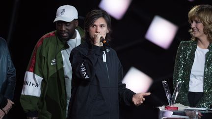 Orelsan, lors de la 33e édition des Victoires de la musique, à la Seine musicale, à Boulogne-Billancourt (Hauts-de-Seine) le 9 février 2018.&nbsp; (DAVID NIVIERE / SIPA / DNPHOTOGRAPHY)