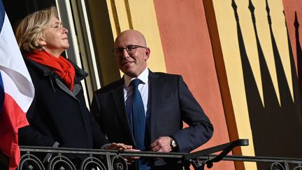 Valérie Pécresse et Eric Ciotti à Nice (Alpes-Maritimes) le 6 décembre 2021. (CHRISTOPHE SIMON / AFP)