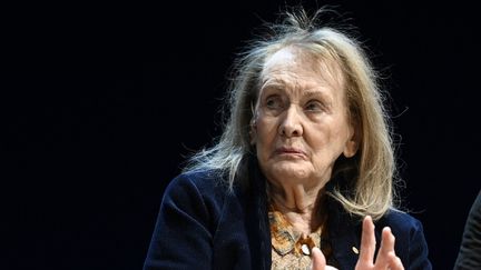 La Nobel de littérature Annie Ernaux à Stockholm (Suède), le 12 décembre 2022. (HENRIK MONTGOMERY / TT NEWS AGENCY / AFP)