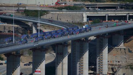 Le nouveau de pont de Gênes en Italie est inauguré lundi 3 août.&nbsp; (MASSIMO LOVATI / MAXPPP)