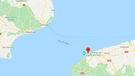 Capture d'écran situant la Manche entre la France et la Grande-Bretagne. (GOOGLE MAPS)