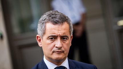 Le ministre de l'Intérieur, Gérald Darmanin, à l'issue d'une réunion de sécurité, le 10 octobre. (XOSE BOUZAS / HANS LUCAS)