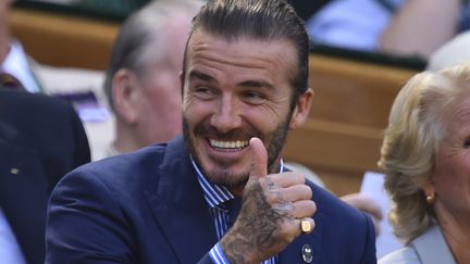 L'ex-footballeur David Beckham, le 7 juillet 2017, lors du tournoi de tennis de Wimbledon (Angleterre). (GLYN KIRK / AFP)