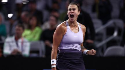 Aryna Sabalenka lors de son match face à Jessica Pegula, à Fort Worth (Texas), le 4 novembre 2022. (AFP)