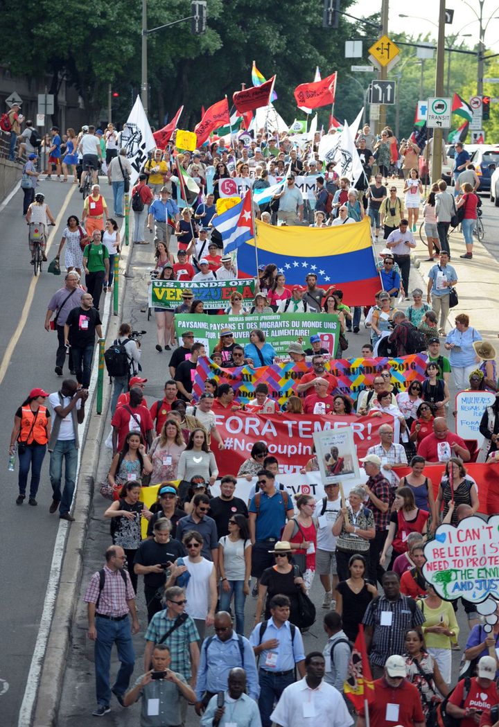 Marche à Montréal pour l'ouverture du 12 ème Forum social mondial le 9 août 2016 (afp/Clement Sabourin)