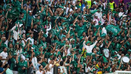 Les supporters saoudiens lors du match contre l'Argentine au stade Lusail, le 22 novembre 2022. (AYMAN AREF / AFP)