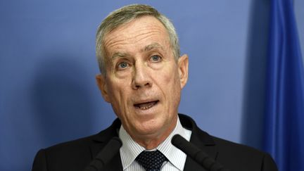 Le procureur de la République, François Molins, s'exprime, le 26 mars, sur les avancées de l'enquête concernant les attentats dans l'Aude.&nbsp; (BERTRAND GUAY / AFP)