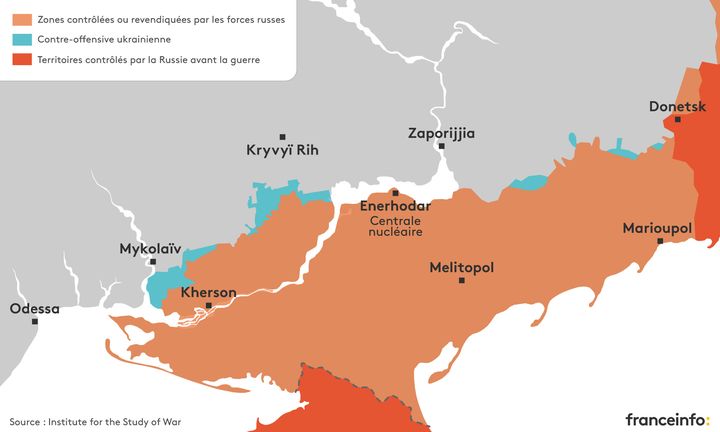 La situation militaire dans le sud de l'Ukraine le&nbsp;9 août 2022. (ELLEN LOZON / FRANCEINFO)