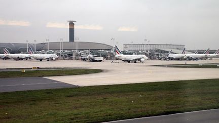 L'a&eacute;roport de Roissy (Val-d'Oise), o&ugrave;&nbsp;quatre personnes ont &eacute;t&eacute; interpell&eacute;es le 28 novembre 2012 &agrave; l'aube. (JACQUES DEMARTHON / AFP)