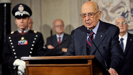 Le pr&eacute;sident italien Giorgio Napolitano lors d'une conf&eacute;rence de presse le 22 d&eacute;cembre 2012 &agrave; Rome. (TIZIANA FABI / AFP)